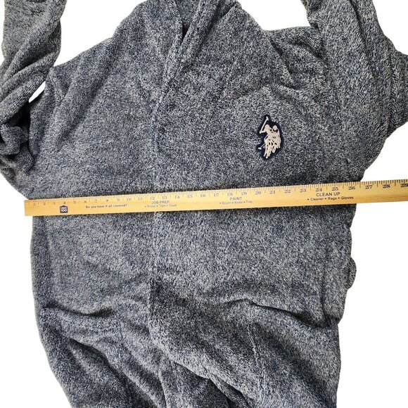 U.S. Polo Assn. Men’s Fleece Robe L/XL Blue Shawl Collar Belt Soft Cozy Spa - Picture 6 of 13
